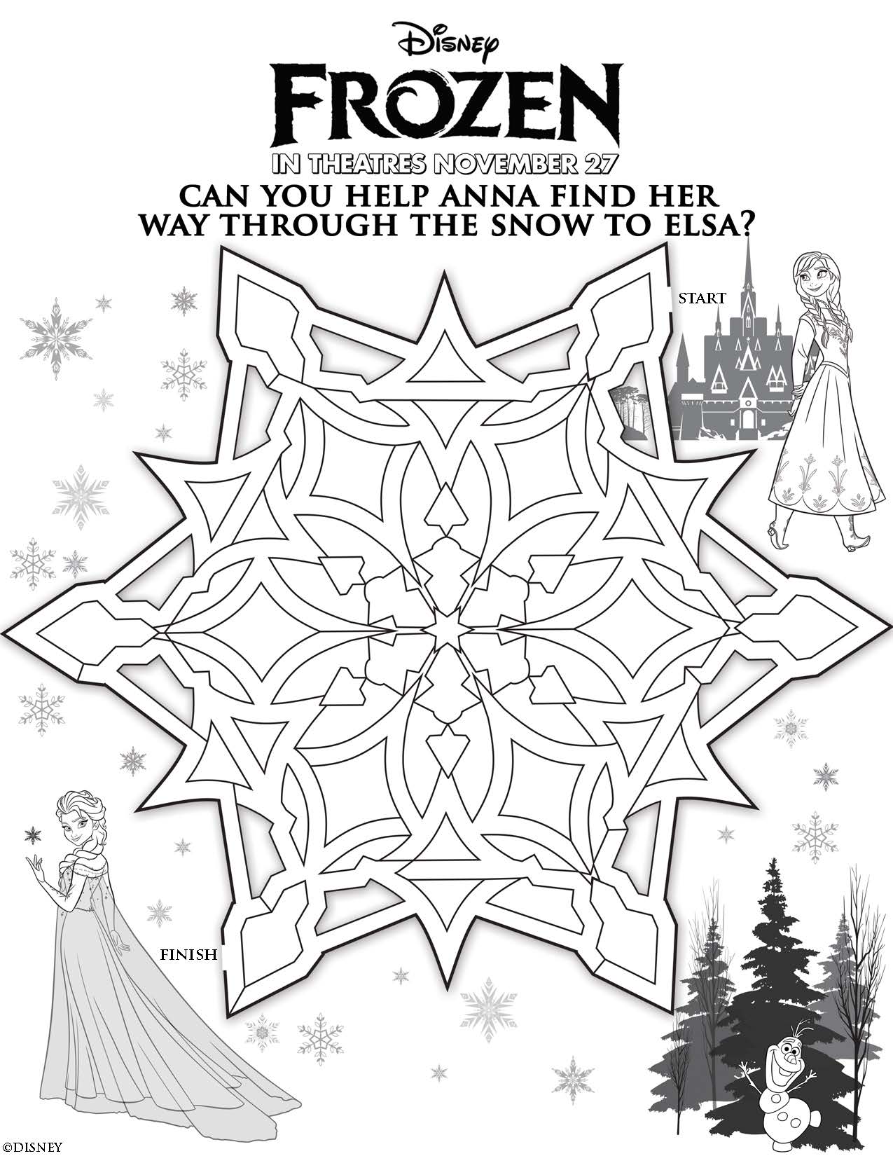 Disney Frozen Help Anna find Elsa maze printable