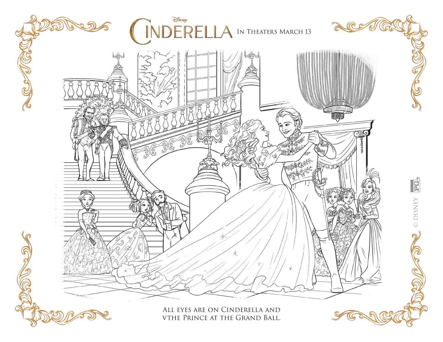 Cinderella coloring page Cinderella and Prince at the ball