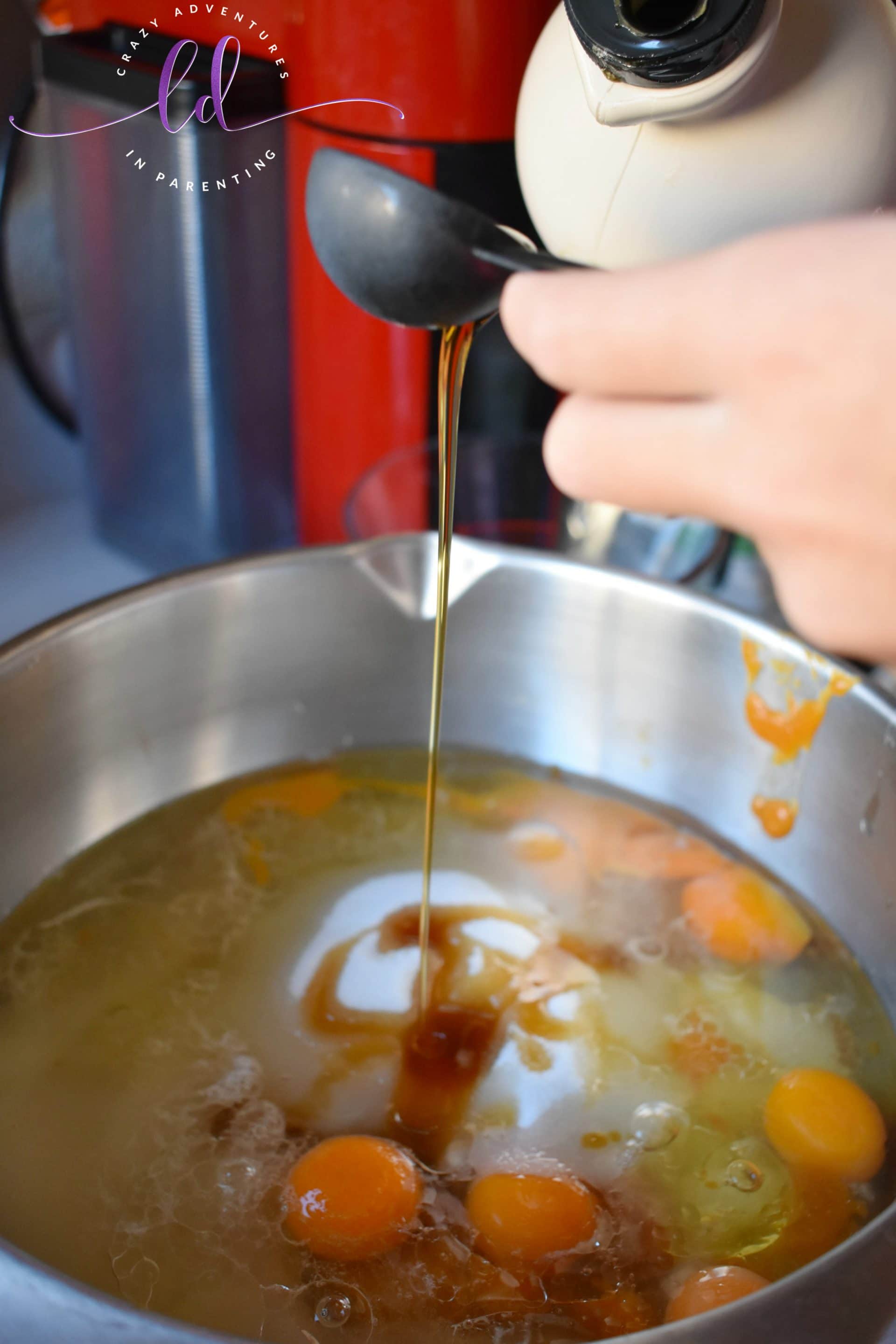 Add syrup to mix for pumpkin bread