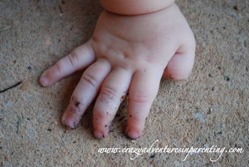 Dirty infant hand