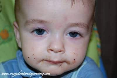 infant chocolate cupcake face