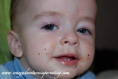 infant chocolate cupcake face