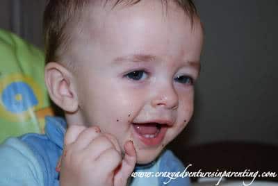 infant chocolate cupcake face