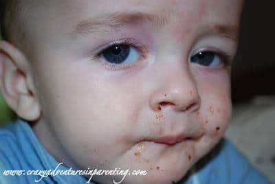infant chocolate cupcake face