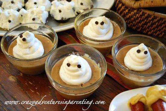 Halloween Ghost Pudding with Homemade Whipped Cream