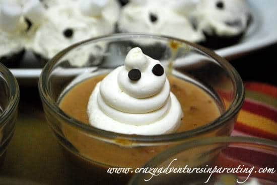 Halloween Ghost Pudding with Homemade Whipped Cream