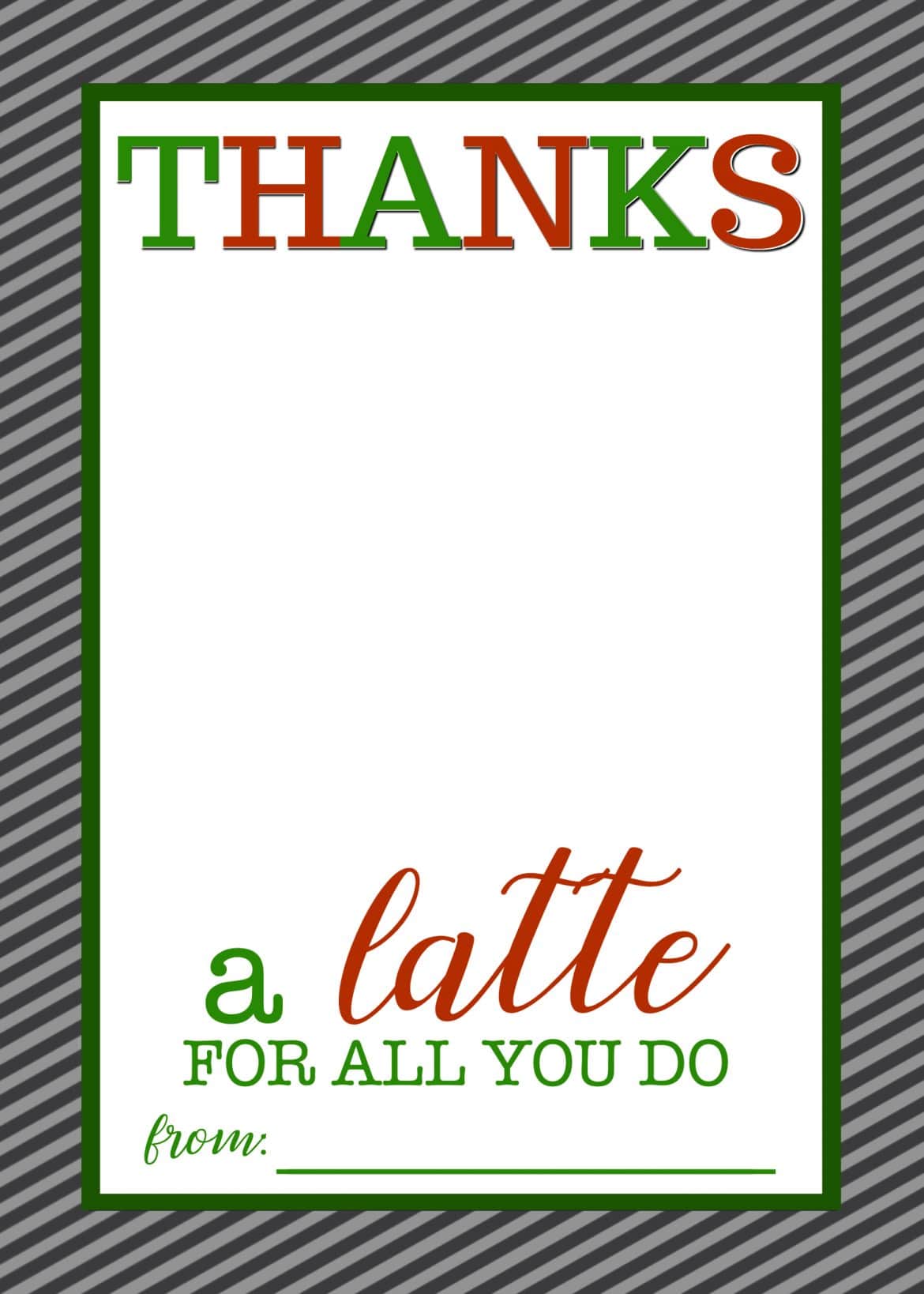Printable Thanks a Latte Card Gift | Crazy Adventures in Parenting