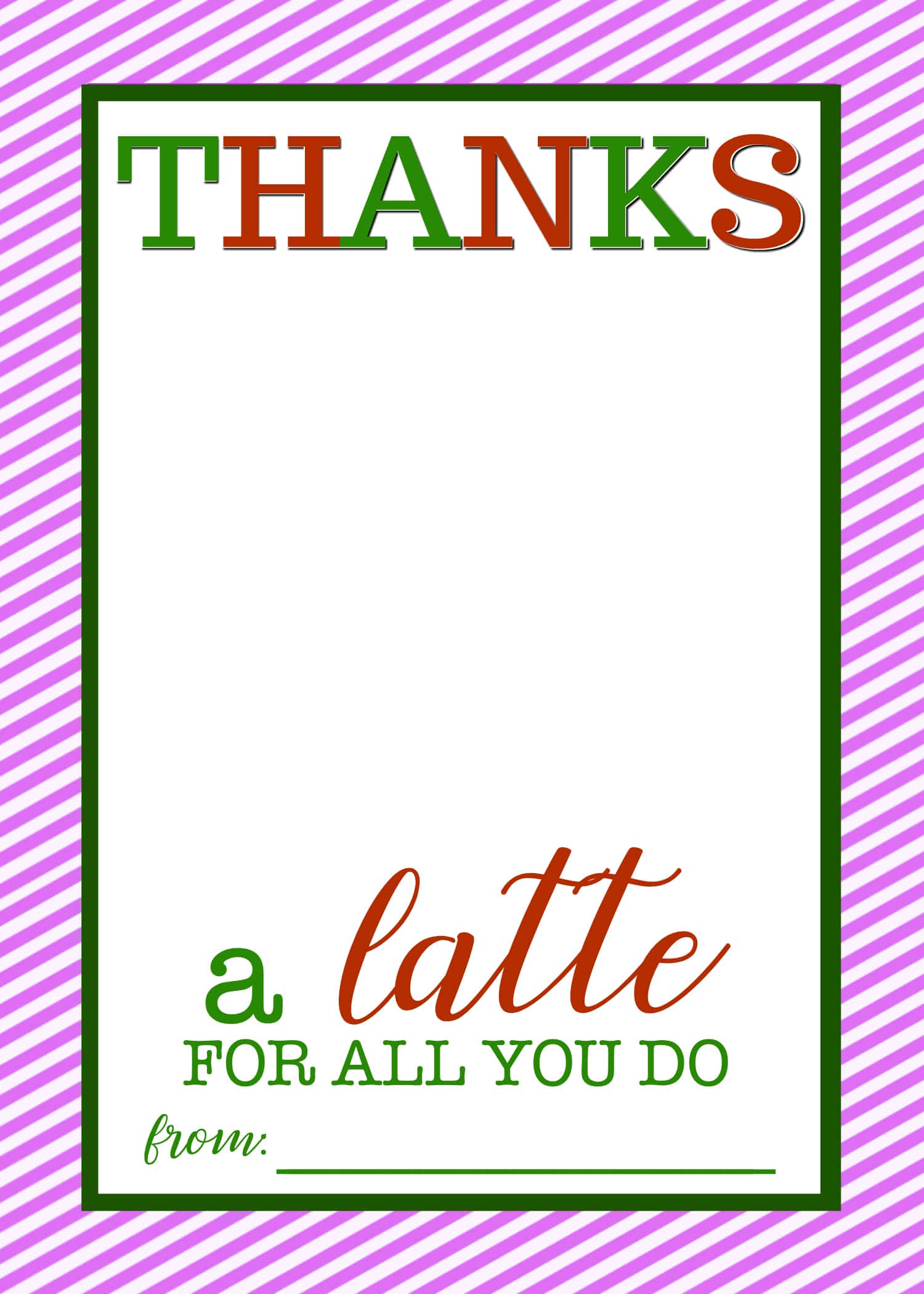 Thanks a Latte Printable - Pink by crazyadventuresinparenting.com