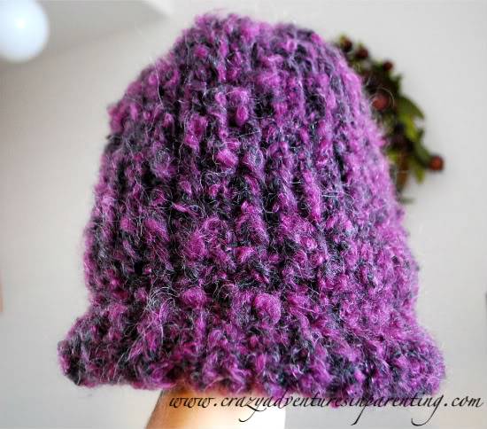purple knitting loom hat