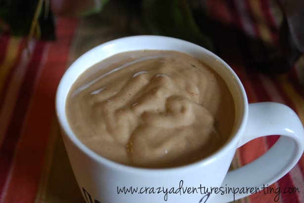 chocolate peanut butter banana protein shake close up