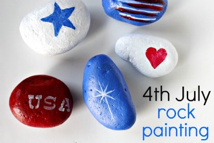 Fourth of July rock painting