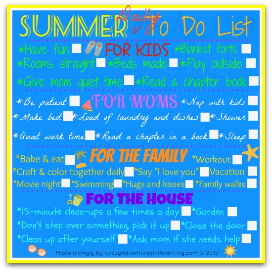 Our daily summer family to do list