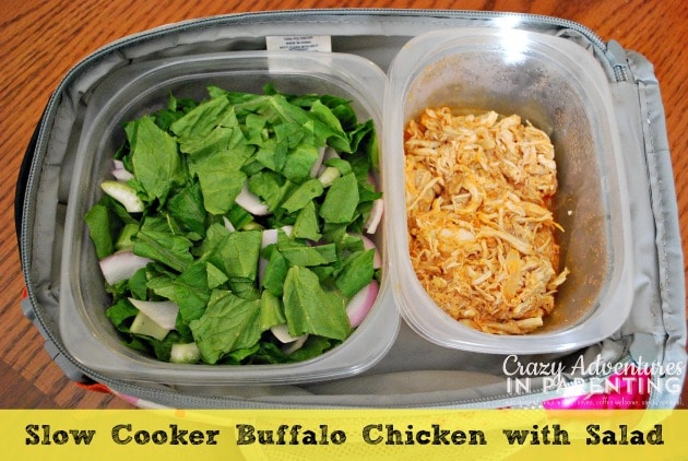 Slow Cooker Buffalo Chicken with Salad school lunch