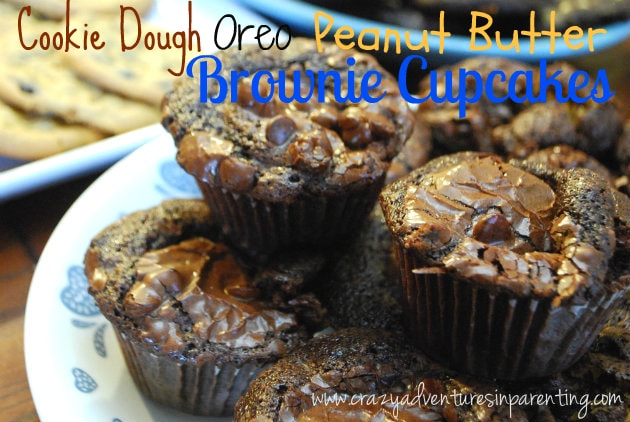 cookie dough oreo peanut butter brownie cupcakes
