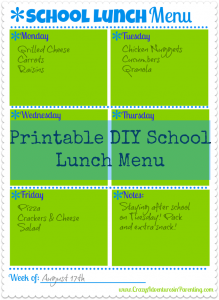 Printable Weekly Lunch Menu and Back-to-School Bento Recipe Ideas
