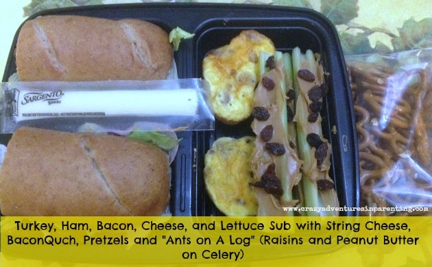 sub sandwich bento lunch with quiche