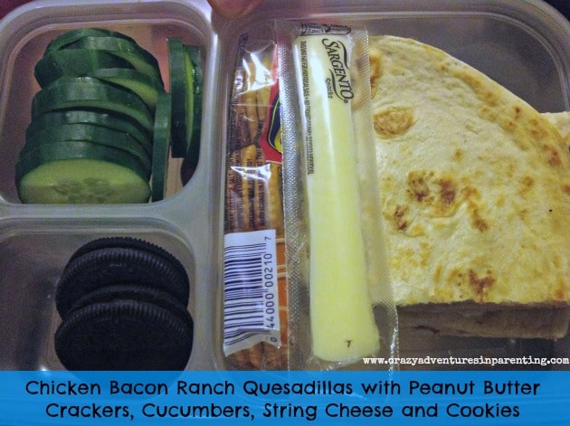 Chicken Bacon Ranch Quesadillas with Cucumbers School Lunch