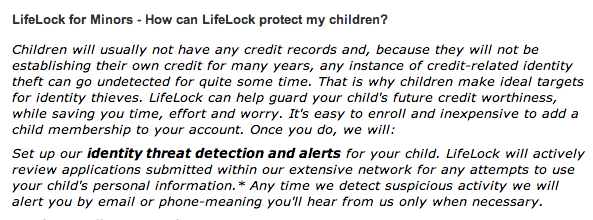 lifelock and children