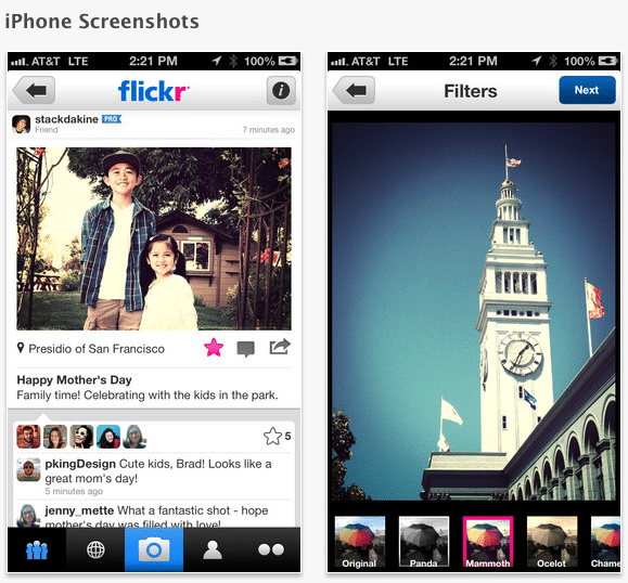 new flickr for iphone screenshots- instagram alternatives