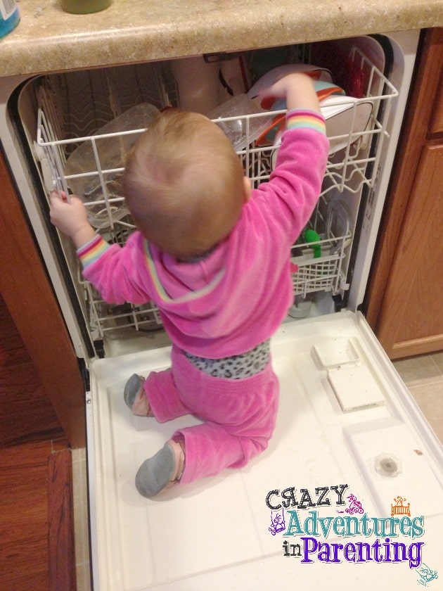 crazy baby on the dishwasher