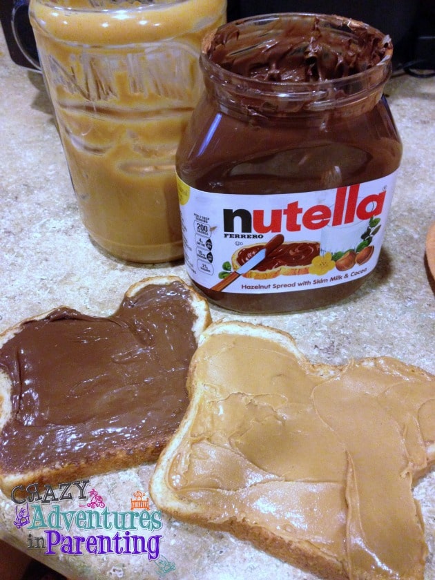 nutella and peanut butter sandwich