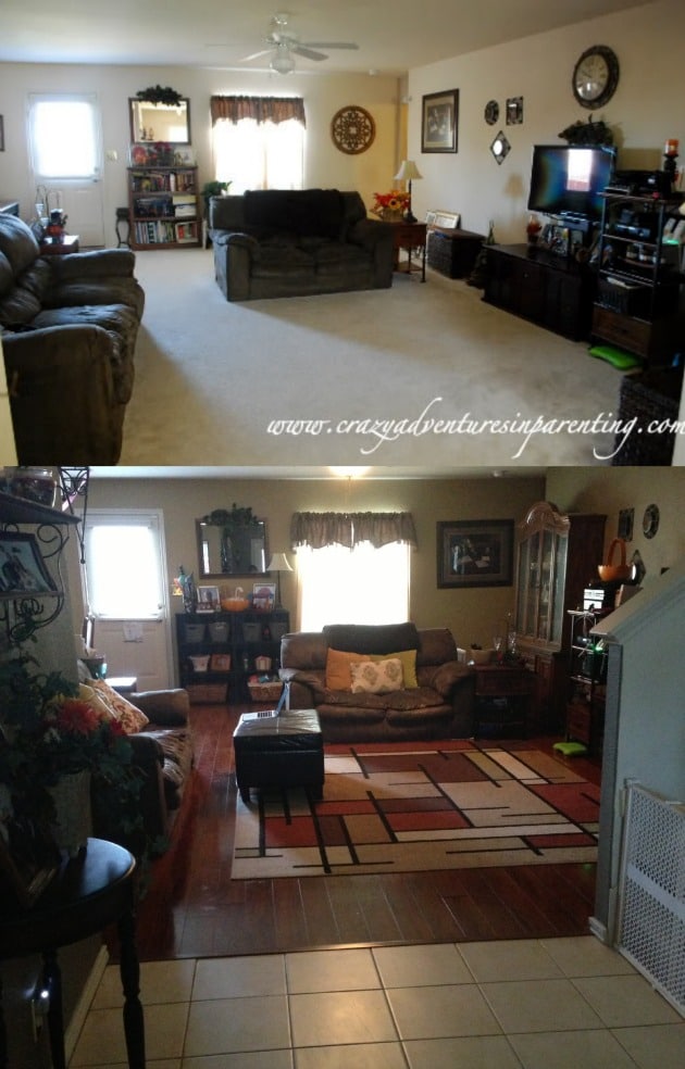 clean room living and After Crazy Adventures Living Entry Room Before and