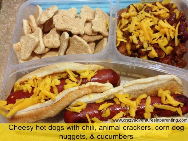 Hot Dogs with Cheese and Chili School Lunch