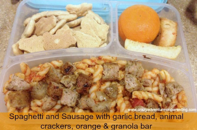 school lunch ideas spaghetti sausage