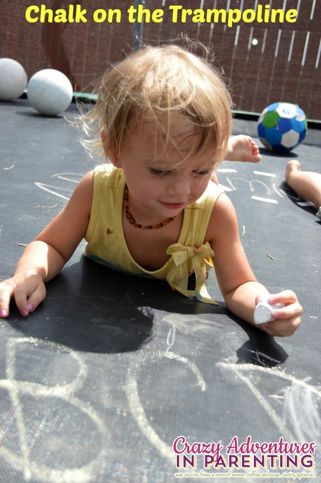 fun things to do with kids during summer vacation - draw chalk on the trampoline