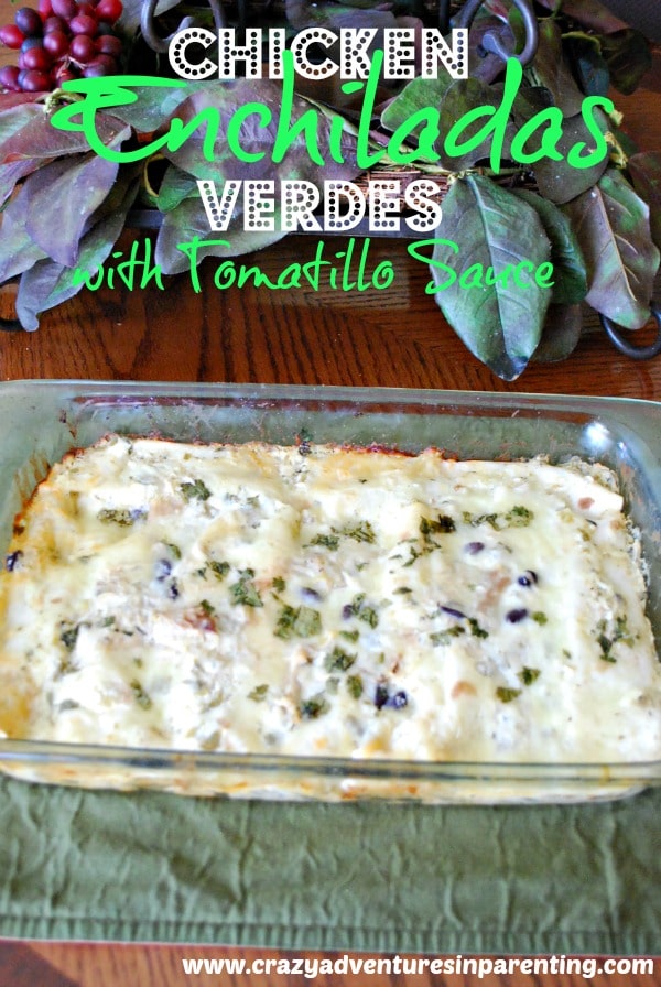 creamy chicken enchiladas verdes with tomatillo sauce