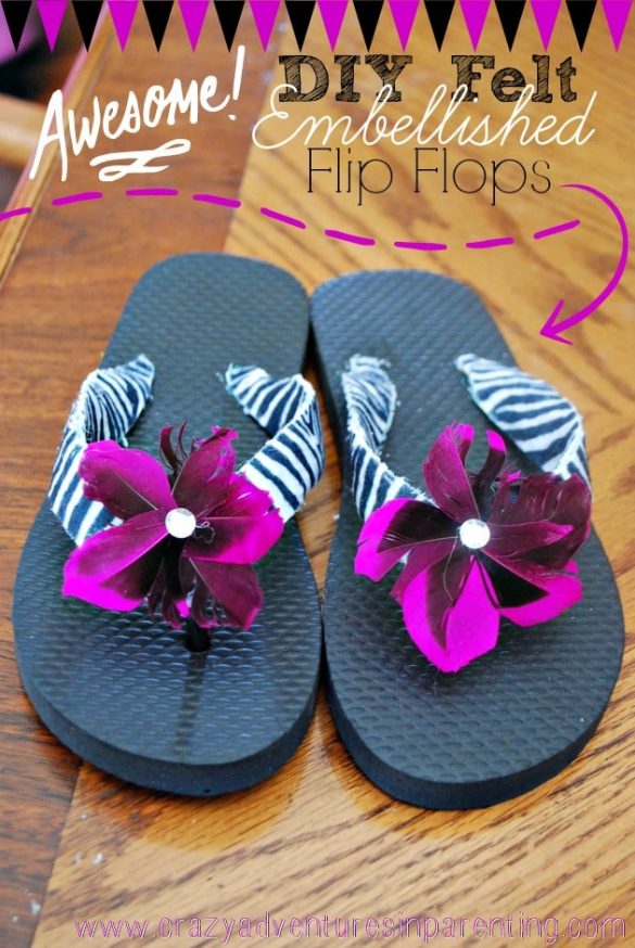 DIY Felt Embellished Flip Flops Craft Tutorial