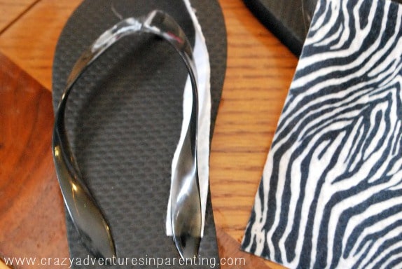 glue felt onto flip flop