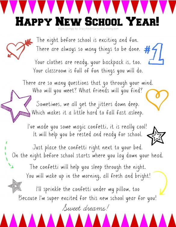 New School Year Celebration Printable for Nervous Jitters