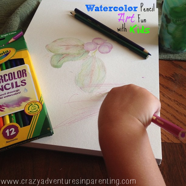 creating watercolor pencil art with kids