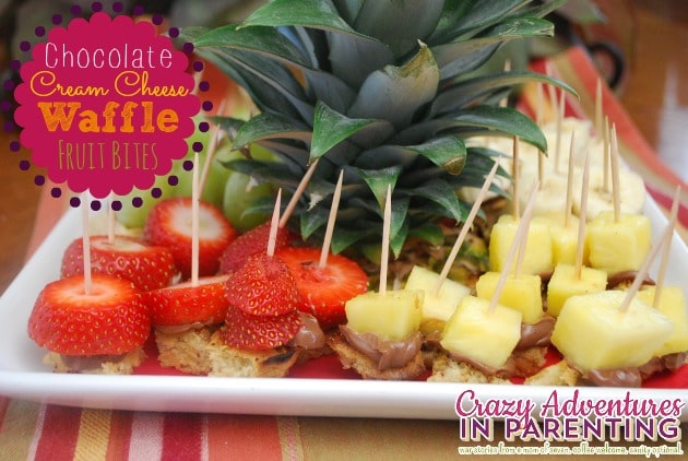 Chocolate Cream Cheese Waffle Fruit Bites