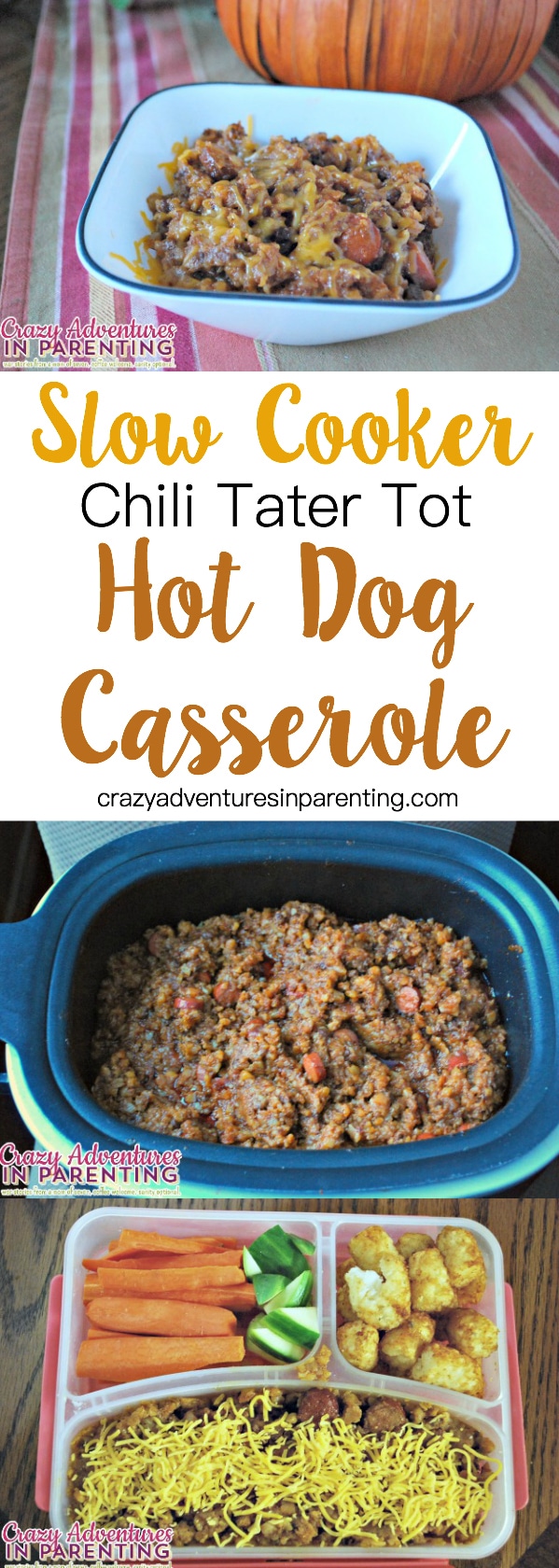 Slow Cooker Chili Tater Tot Hot Dog Casserole