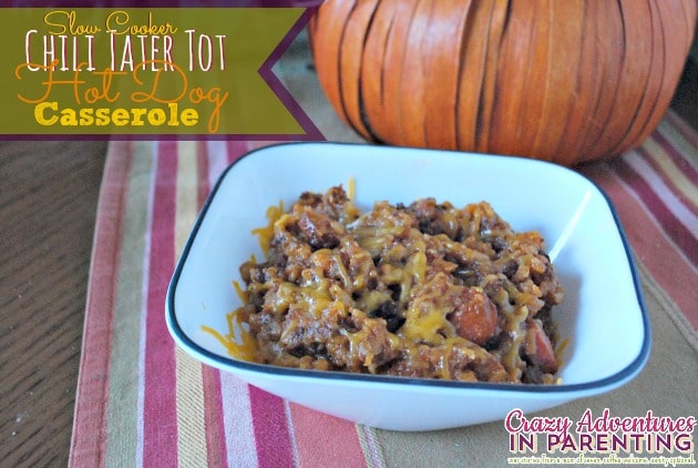 Slow Cooker Chili Tater Tot Hot Dog Casserole