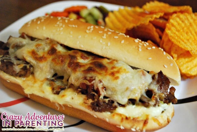 Tex-Mex Philly Cheese Steak Sandwich closeup