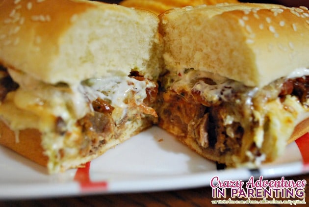 Tex-Mex Philly Cheese Steak Sandwich cut up