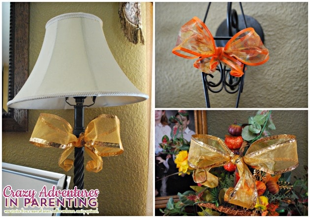 fall decor ribbon bow accents