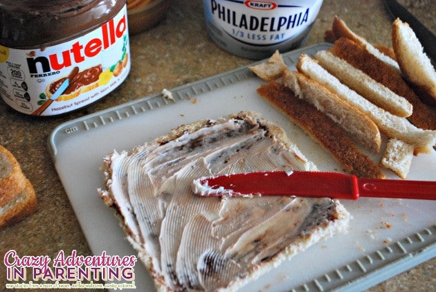 Nutella Roll Ups with Peanut Butter, Cream Cheese, and Cinnamon Sugar