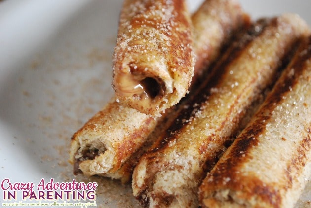 Nutella peanut butter roll ups close up