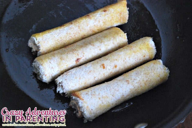 Nutella roll ups in a skillet