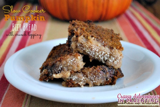 Slow Cooker Pumpkin Beer Bread with a crumb topping
