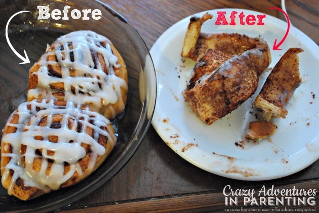 before and after cinnamon roll destruction