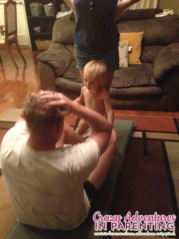 helping daddy with sit ups