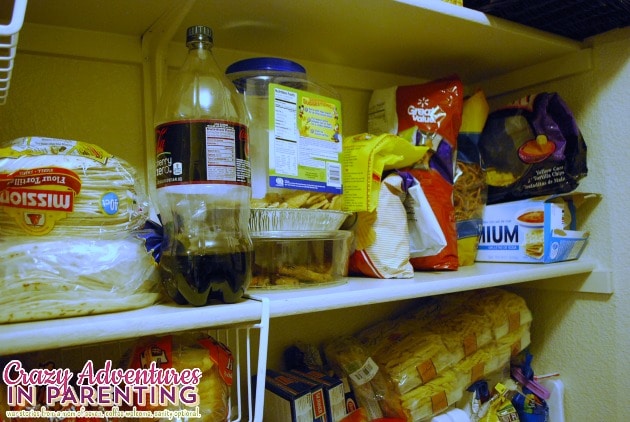 organized chips on fourth pantry shelf