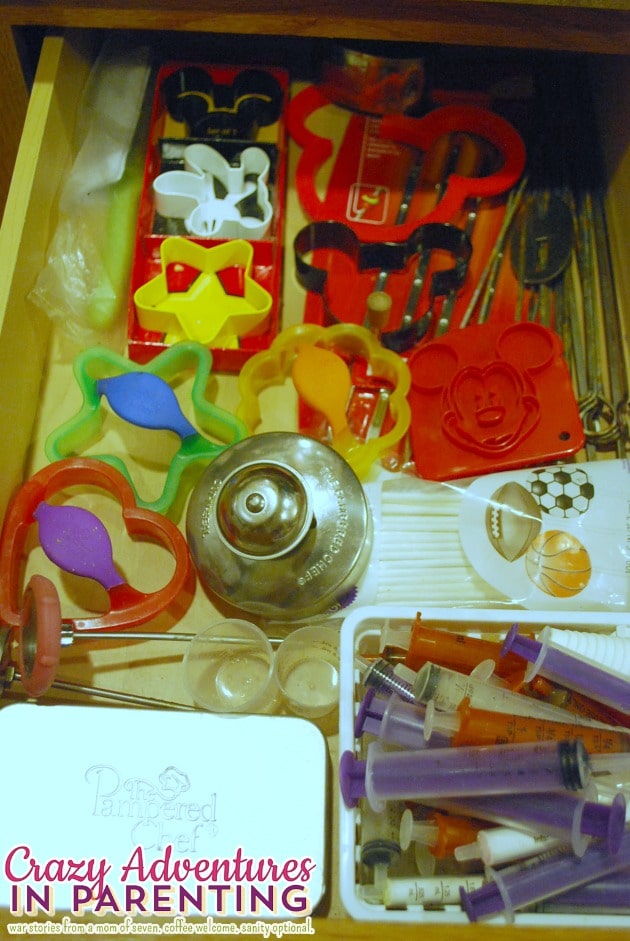 organized cookie cutters, pancake shapes, and sandwich cutters