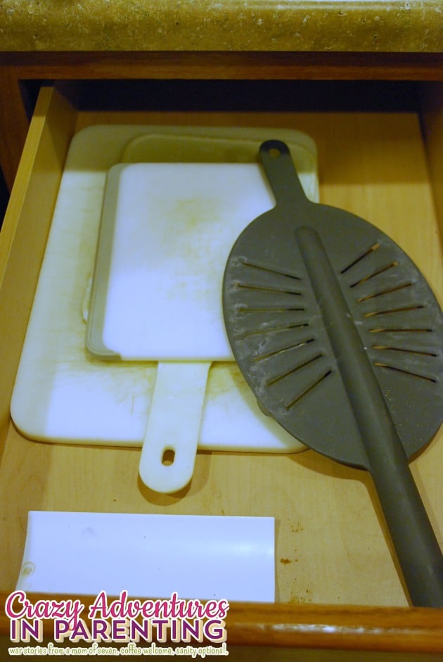 organized cutting boards drawer