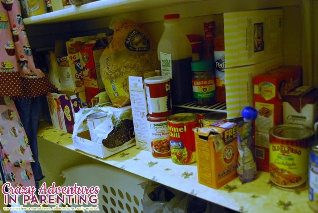 organized first shelf of the pantry